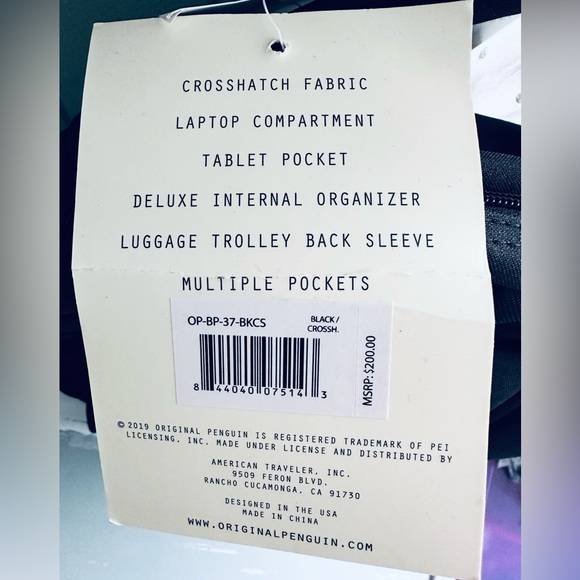 NWT Penguin Odell Collection Backpack / Black - Picture 6 of 16